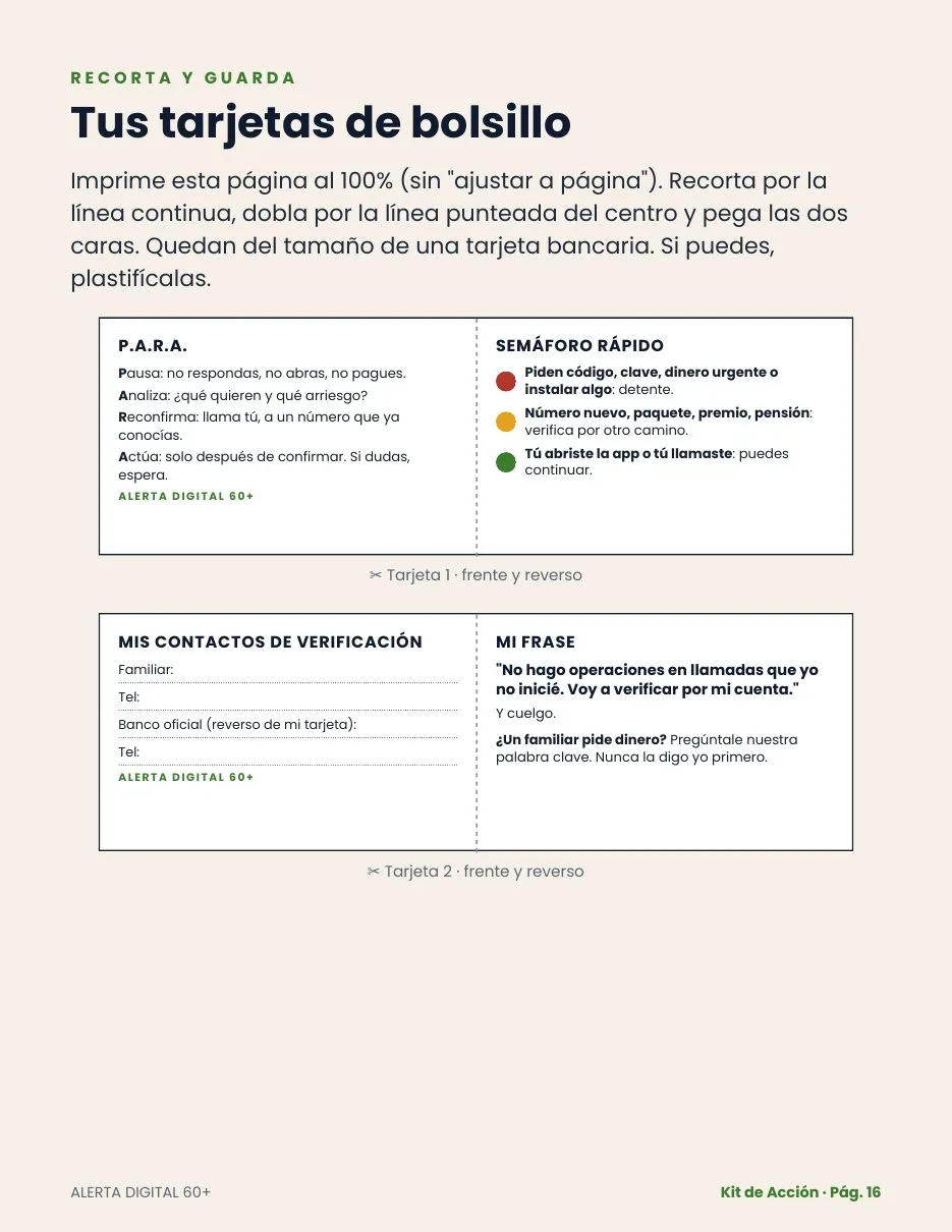 Página de las tarjetas de bolsillo
